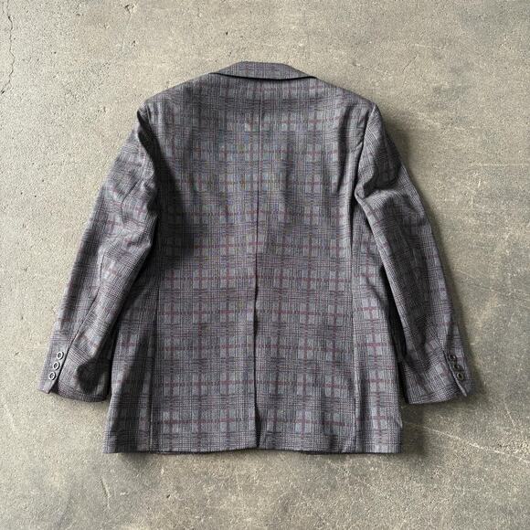 Vintage 70s Clipper Craft Plaid Suit Mens 42 Gray Red Blazer Jacket Pants 36x30 - Picture 3 of 8